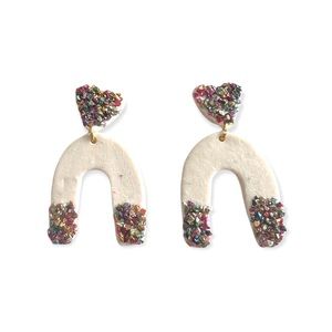 Rainbow glitter polymer clay earrings